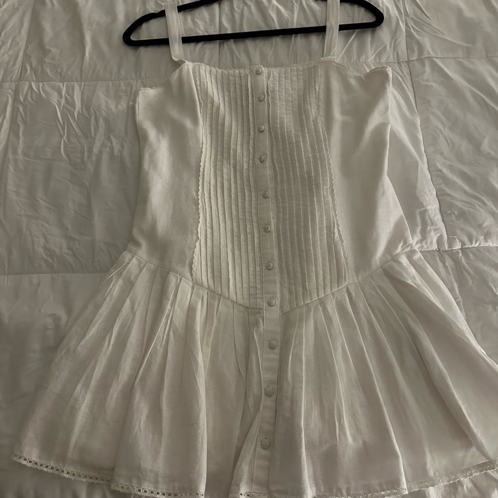 Zara Cream Lace-Trimmed Dress